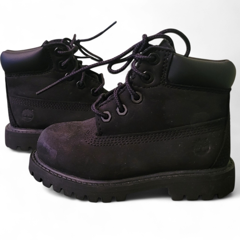 Timberland Black Nubuck Leather Boots Toddler Boys 7 Waterproof Winter Casual